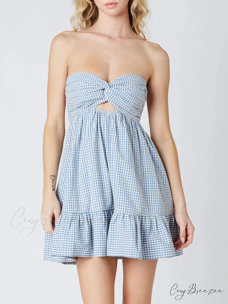 Twisted Cut-Out Mini Dress sky blue / S minidress-250223
