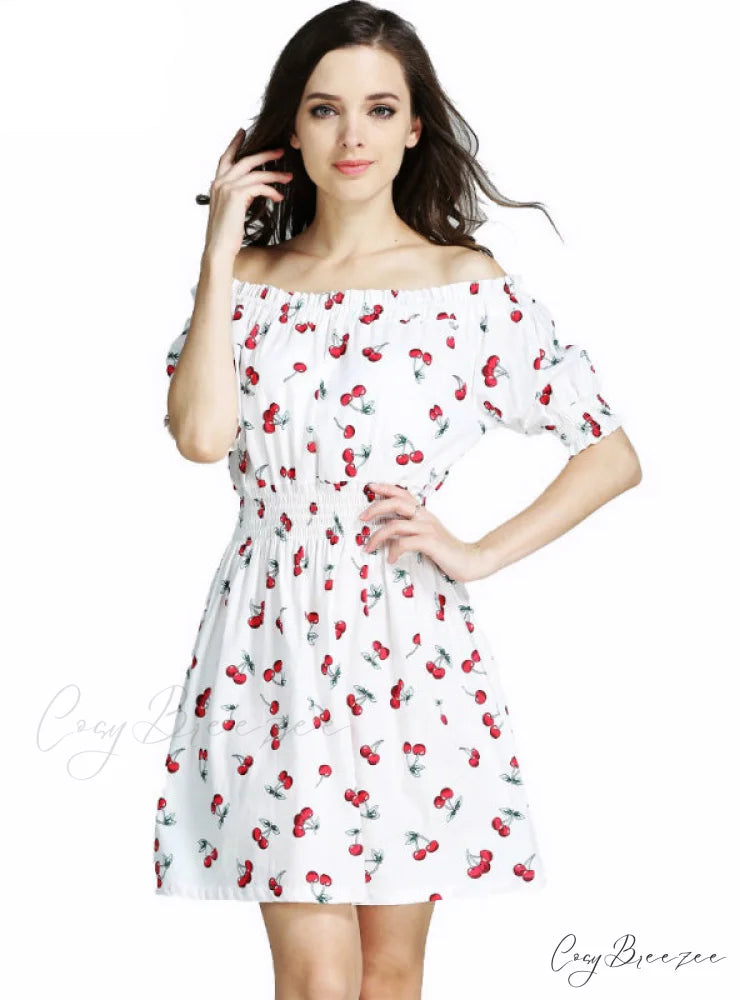 Ukraine Wide Boat Neck Beach Dress S / Blue