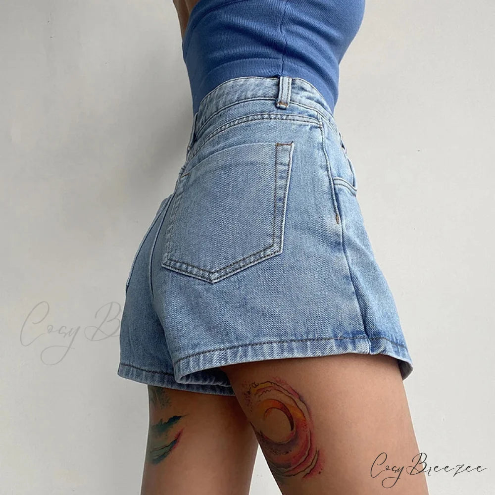 Uneven High Waist Denim Skirt skirts-250223