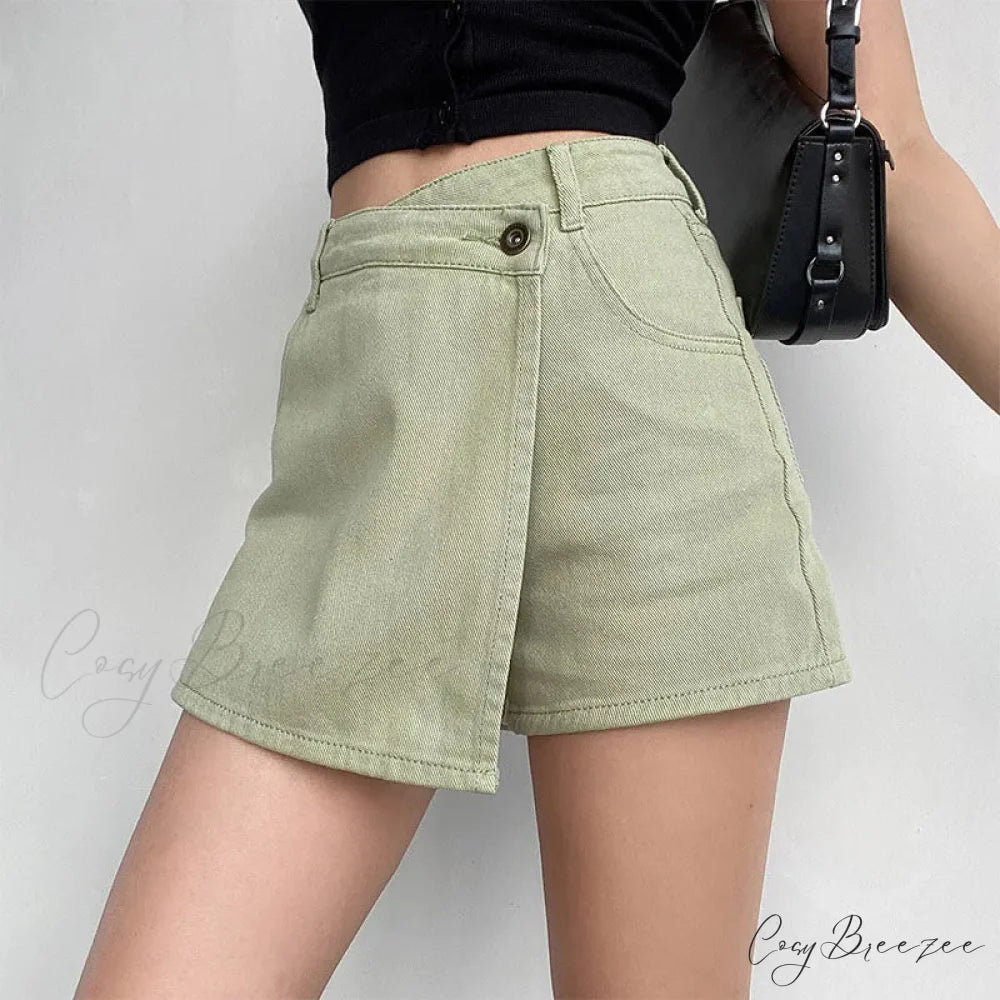 Uneven High Waist Denim Skirt skirts-250223