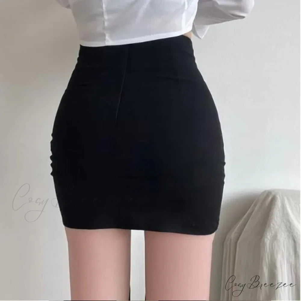 Uneven Pencil Stretch Skirt skirts-250223