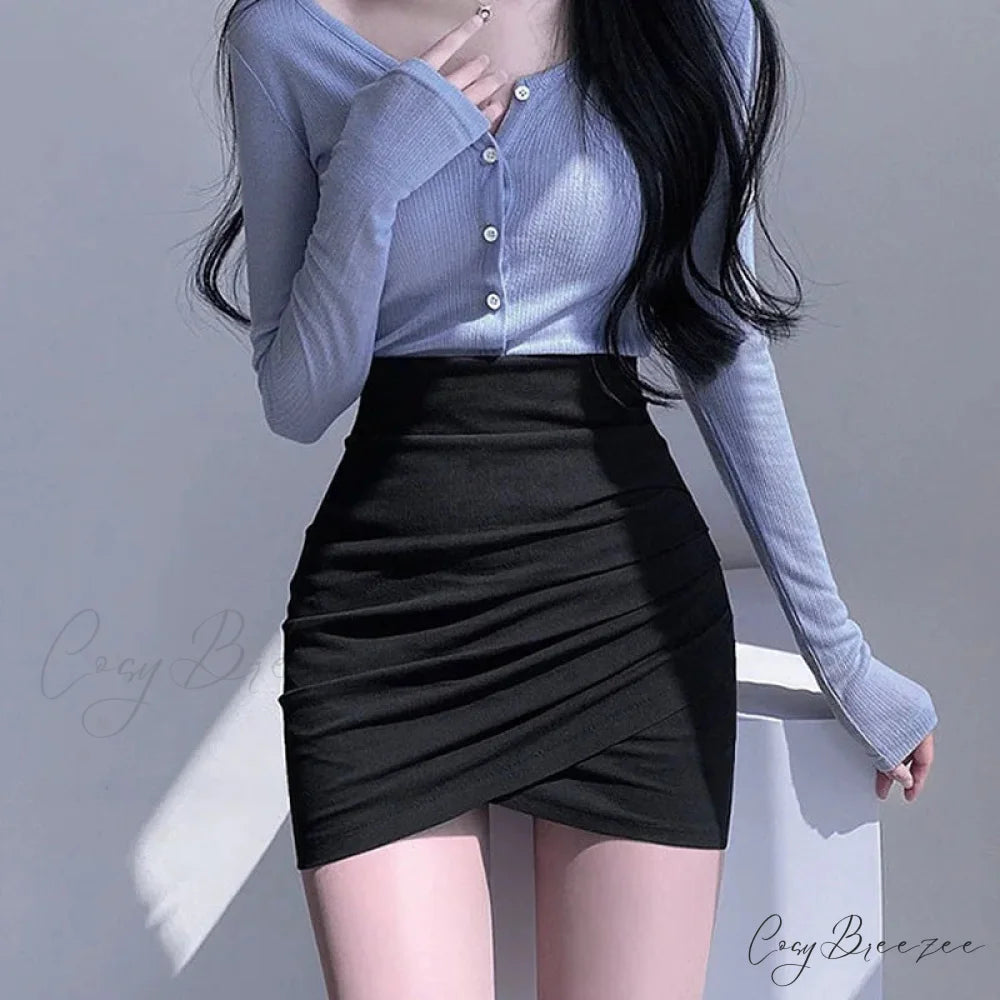 Uneven Pencil Stretch Skirt skirts-250223