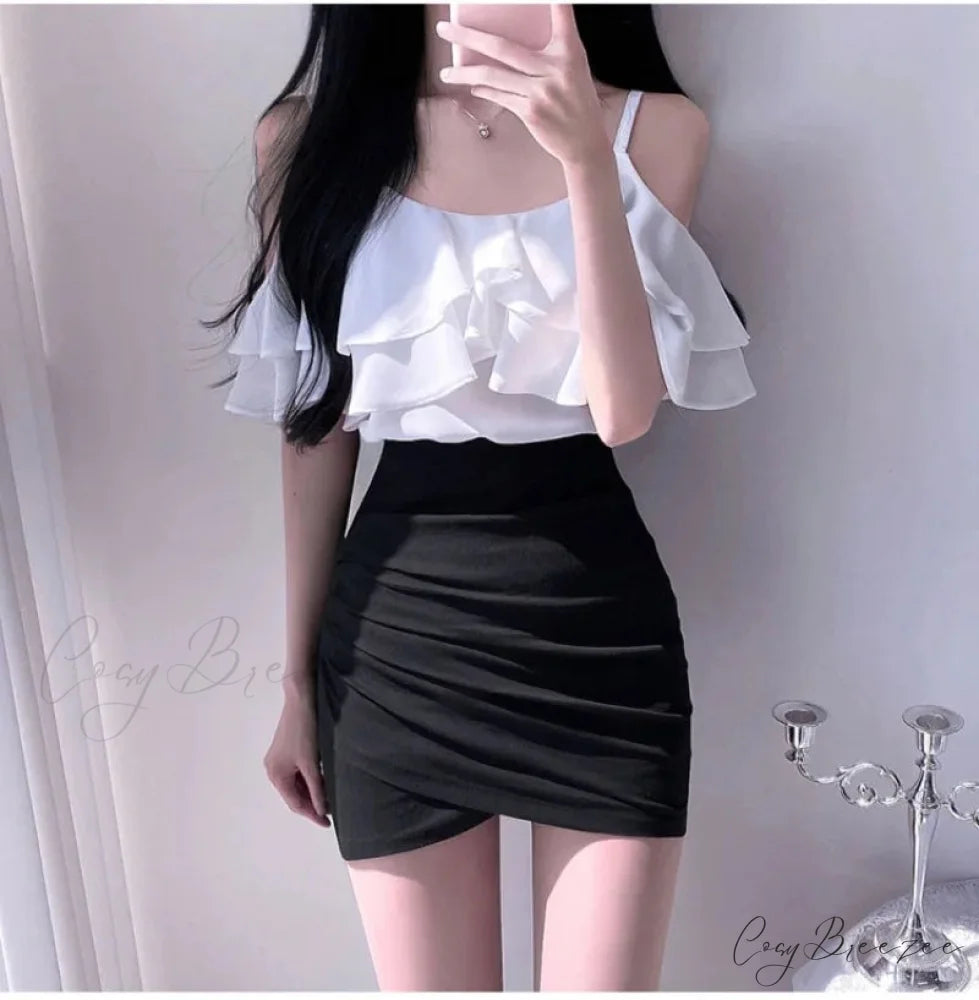 Uneven Pencil Stretch Skirt skirts-250223