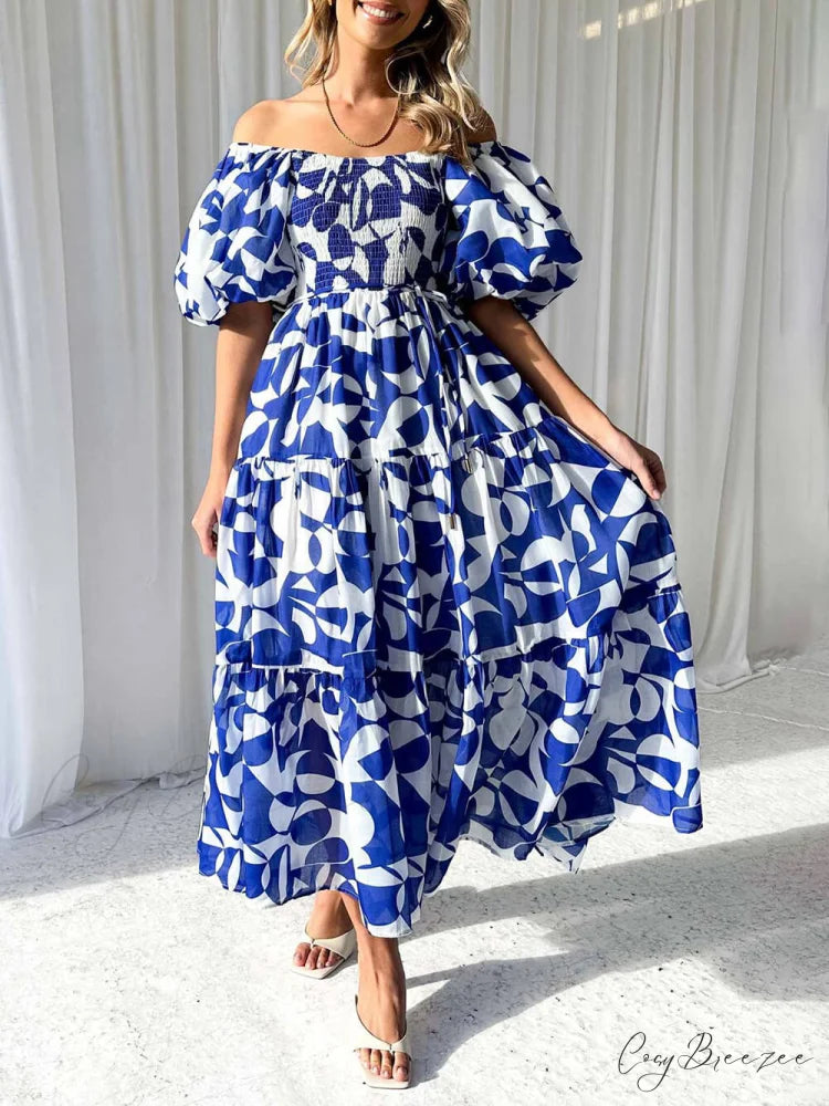 Unique Floral Print Patchwork Graceful Up Pleated Maxi Dress