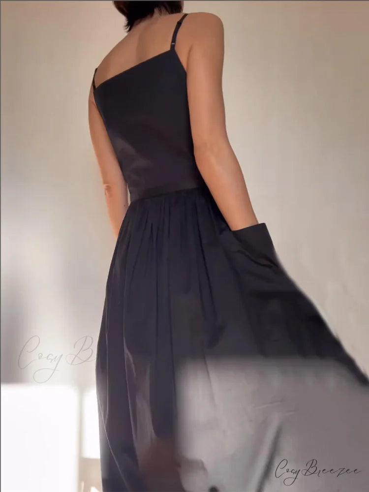 Unique Side Slit Charming Lace-Up Pocket Vest Dress