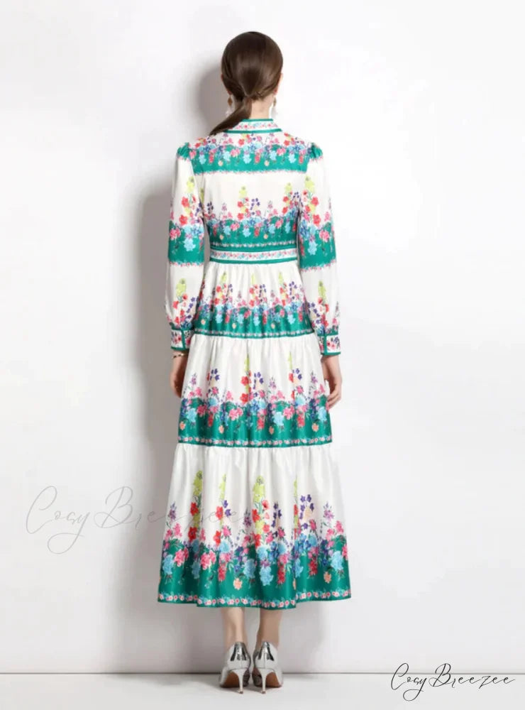Up Arm Lace with Flowered Long Bow Gown Detail S / pink