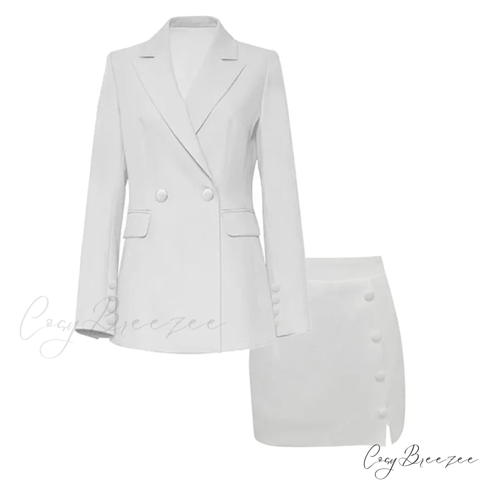 V-neck Casual Long-sleeved Pure White Two-piece Collar Suit Purple / S