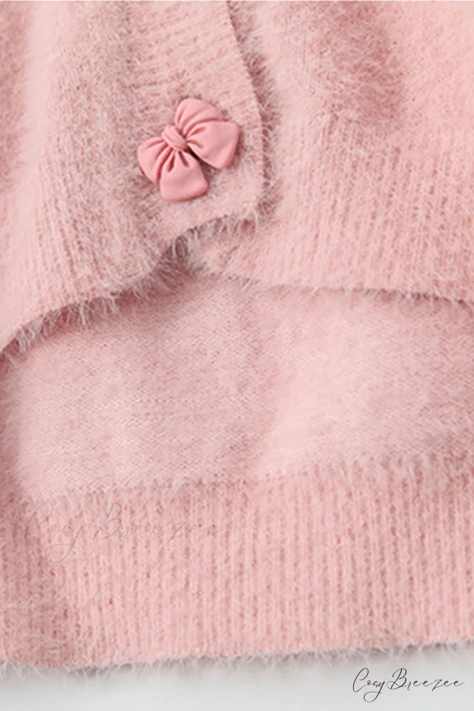 V Neck Color Solid Cardigan