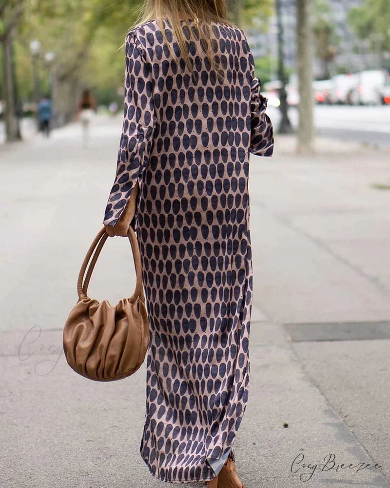 V-neck Polka Dot Print Dress