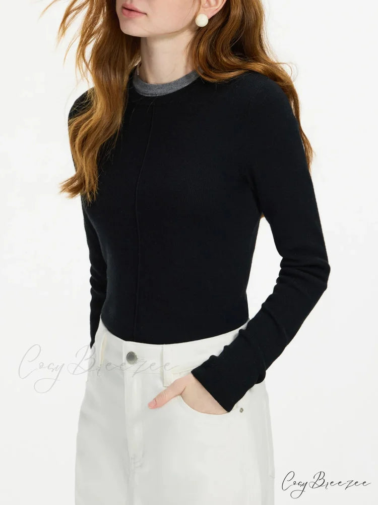 Versatile Round Neck Knitted Sweater swraters-241228