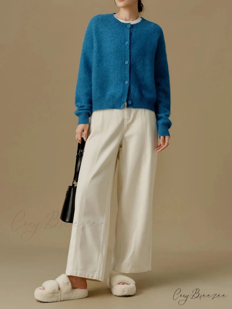 Versatile Round Neck Winter Knitted Cardigan for Women cardiagn-250126