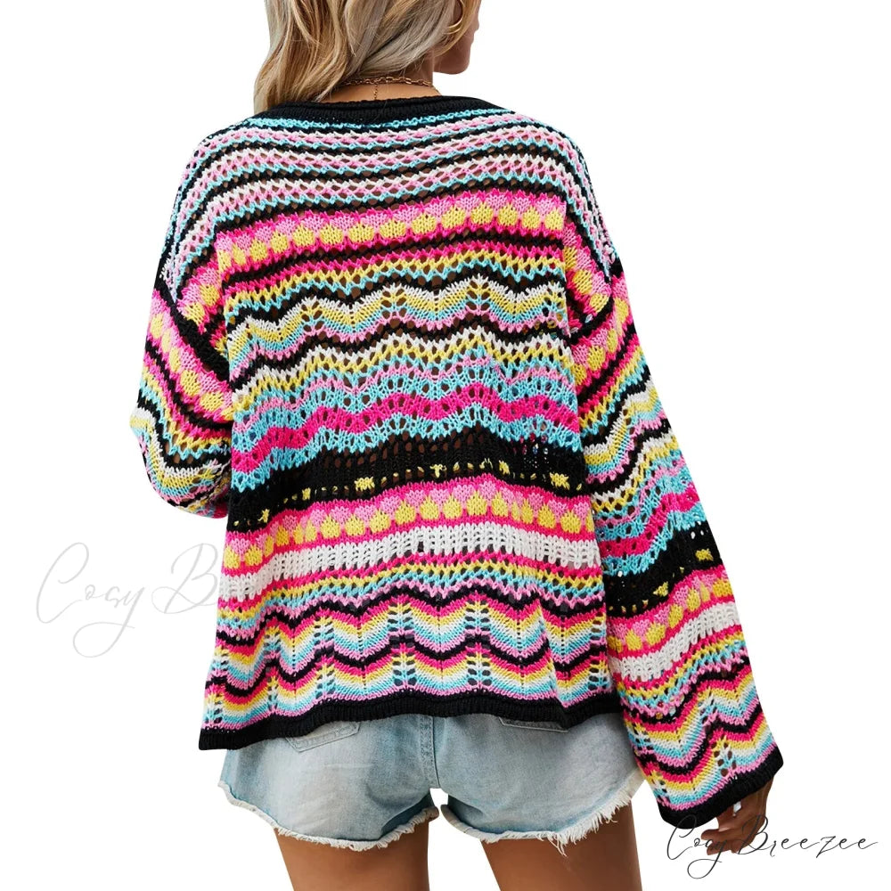 Vintage 90s Crochet Flared Sleeves Sweater swraters-241228
