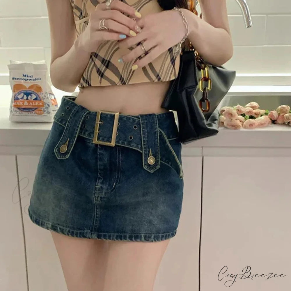 Vintage Black Y2K Sexy High Waist Mini Skirt