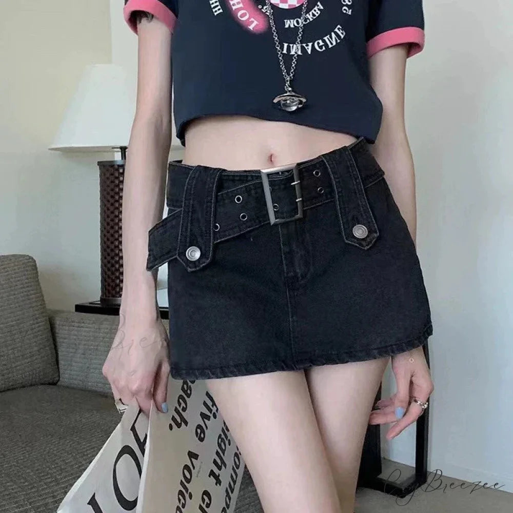 Vintage Black Y2K Sexy High Waist Mini Skirt