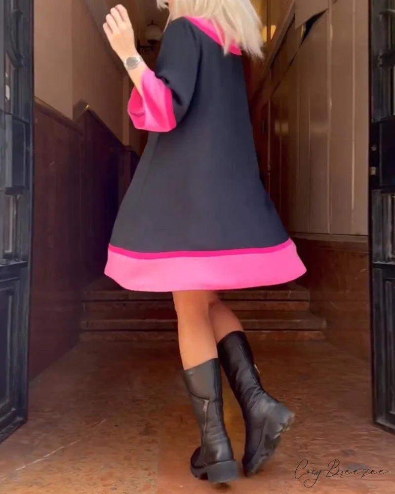 Vintage Color Block Patchwork Dress