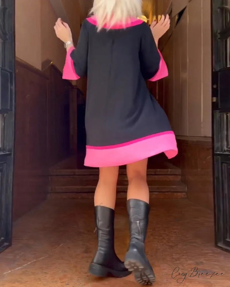 Vintage Color Block Patchwork Dress