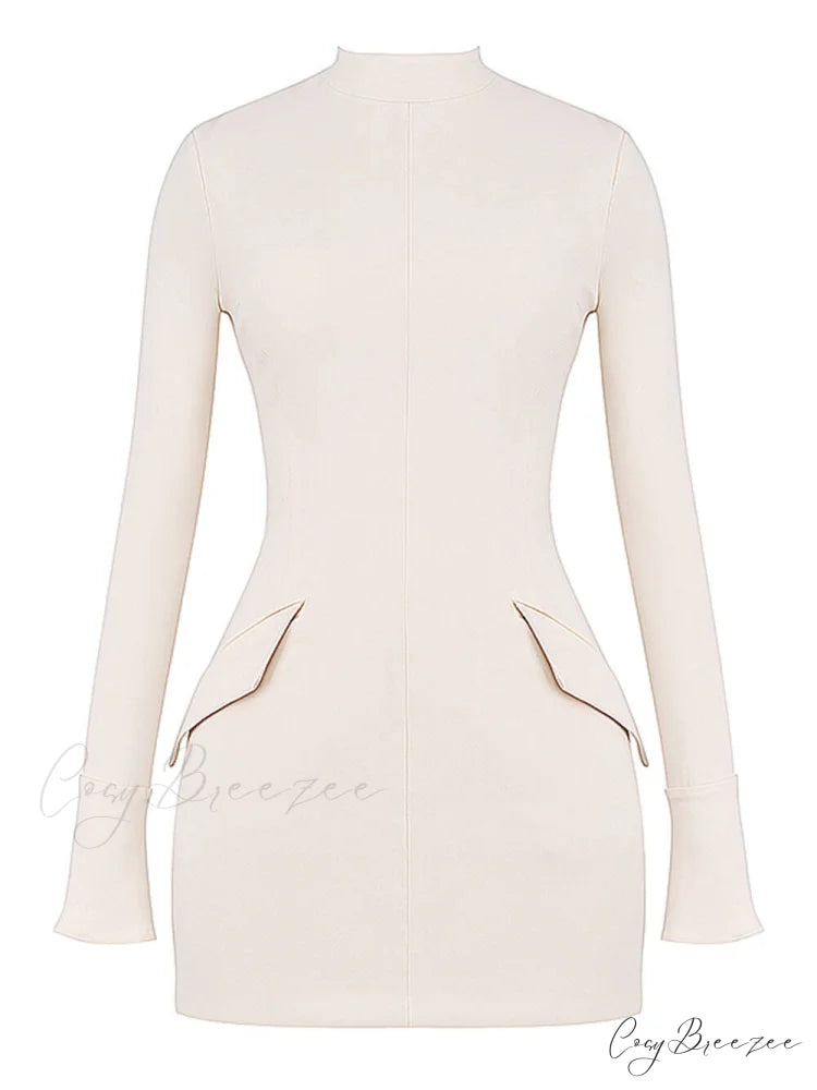 Vintage Cream Stylish Mini Dress