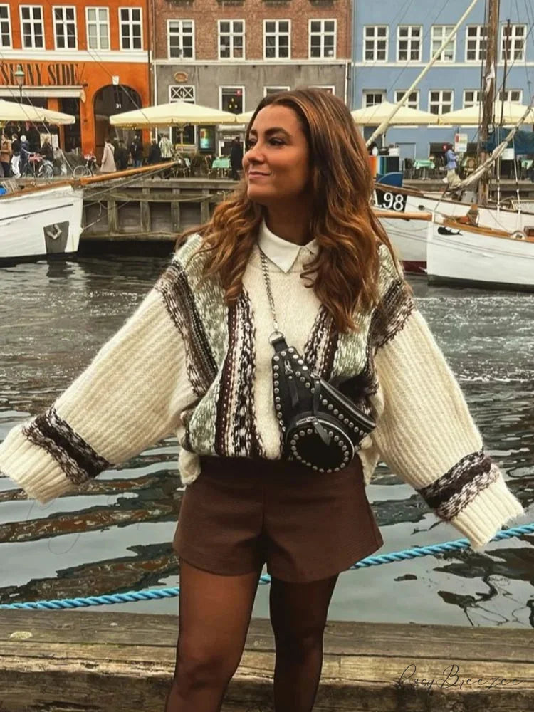 Vintage Crochet V-neck Oversize Cardigan cardigans-241228