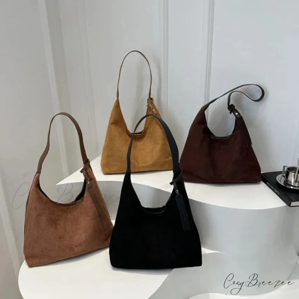 Vintage Faux Suede Large Shoulder Bag shoulder-250126