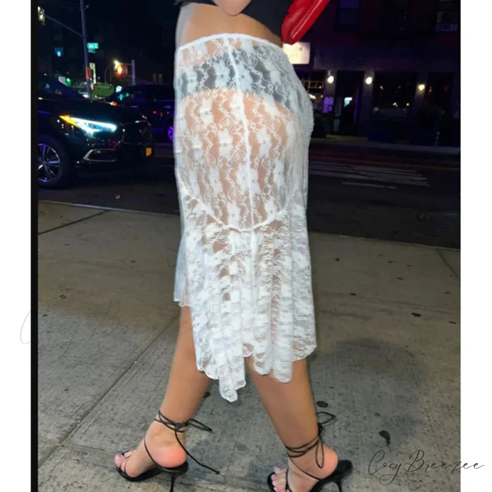 Vintage Floral Sheer Holiday Beach Chic Skirt skirt-250126