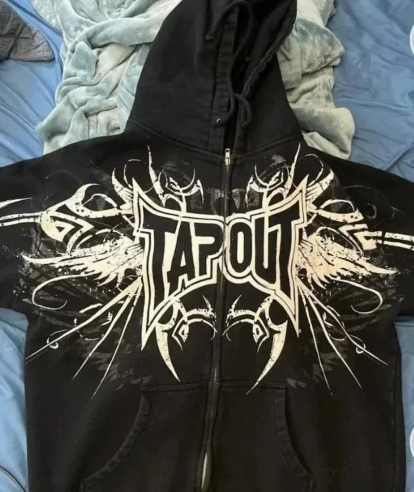 Vintage Gothic Skull Zip-Up Hoodie black 3 / S hoodies-241228