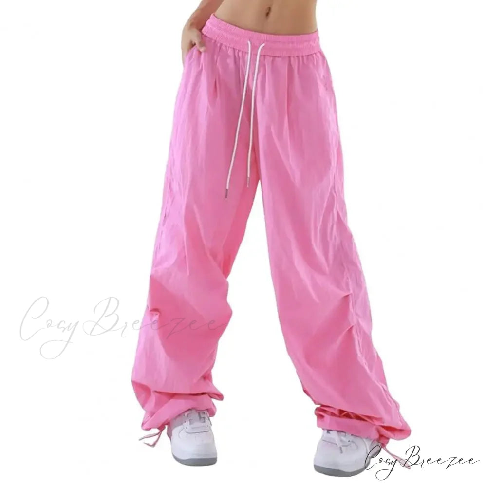 Vintage Plaid Relaxed Spacious Boho Palazzo Pant Pink / M pant-250223