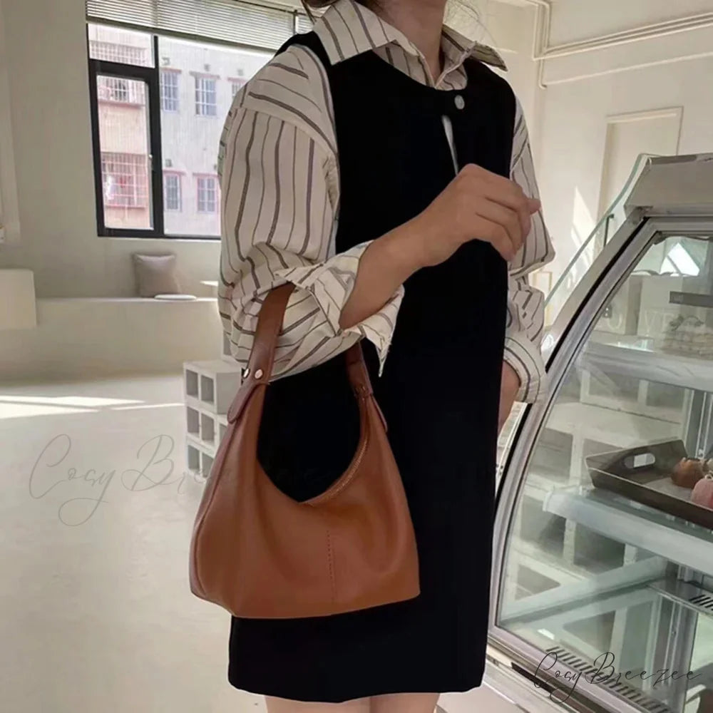 Vintage PU Leather Underarm Shoulder Bag shoulder-250126