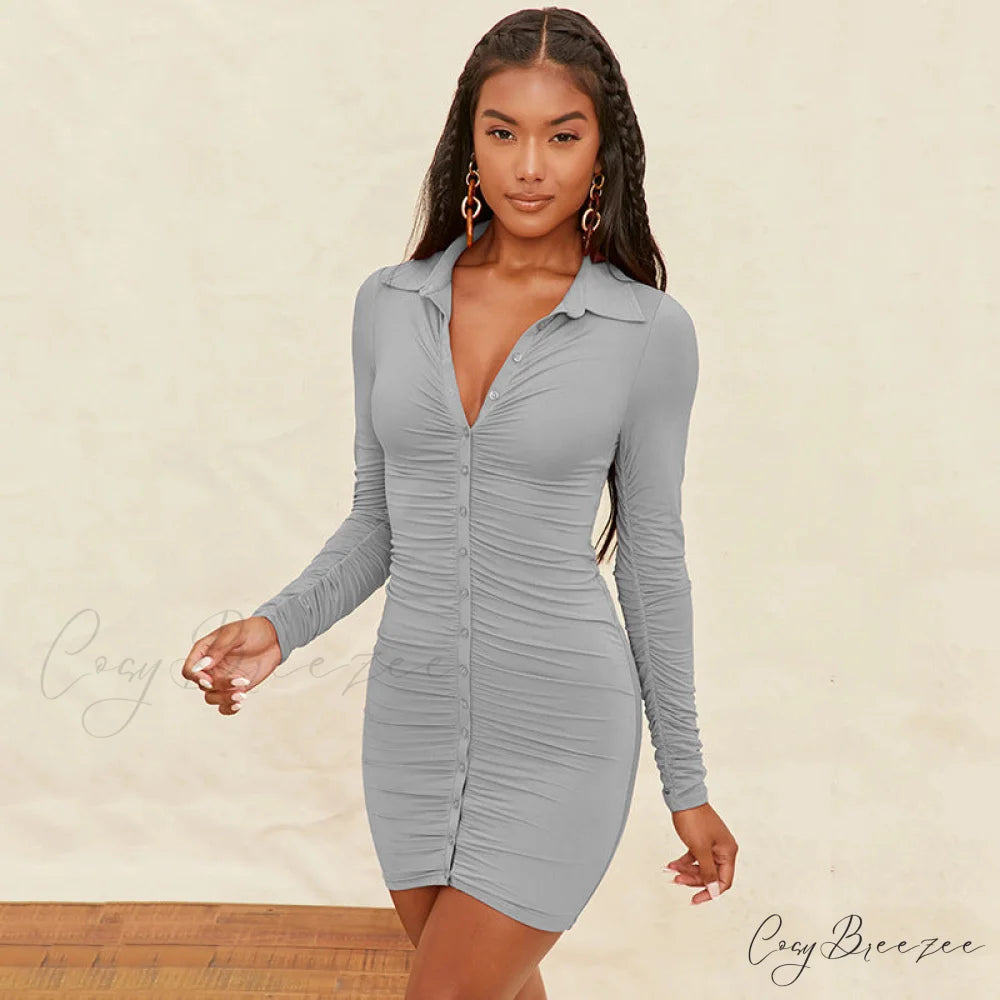 Vintage Single-breasted Mini Dress for Summer M / PURPLE
