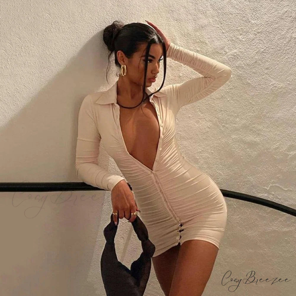 Vintage Single-breasted Mini Dress for Summer S / ORANGE