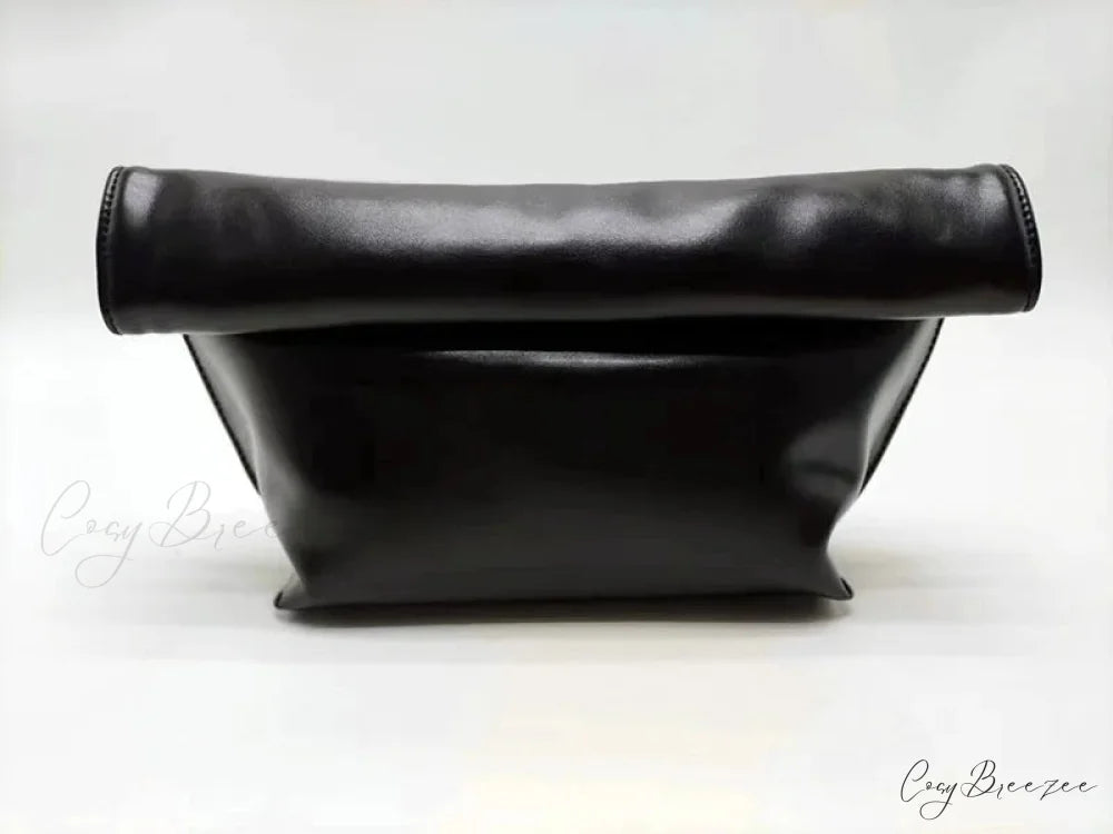 Vintage Soft PU Leather Clutch Black wristlet-250126
