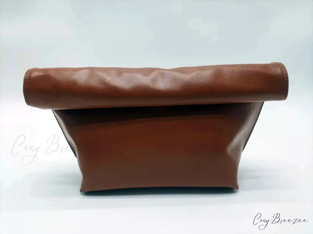 Vintage Soft PU Leather Clutch Brown wristlet-250126