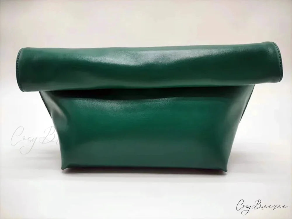 Vintage Soft PU Leather Clutch Green wristlet-250126