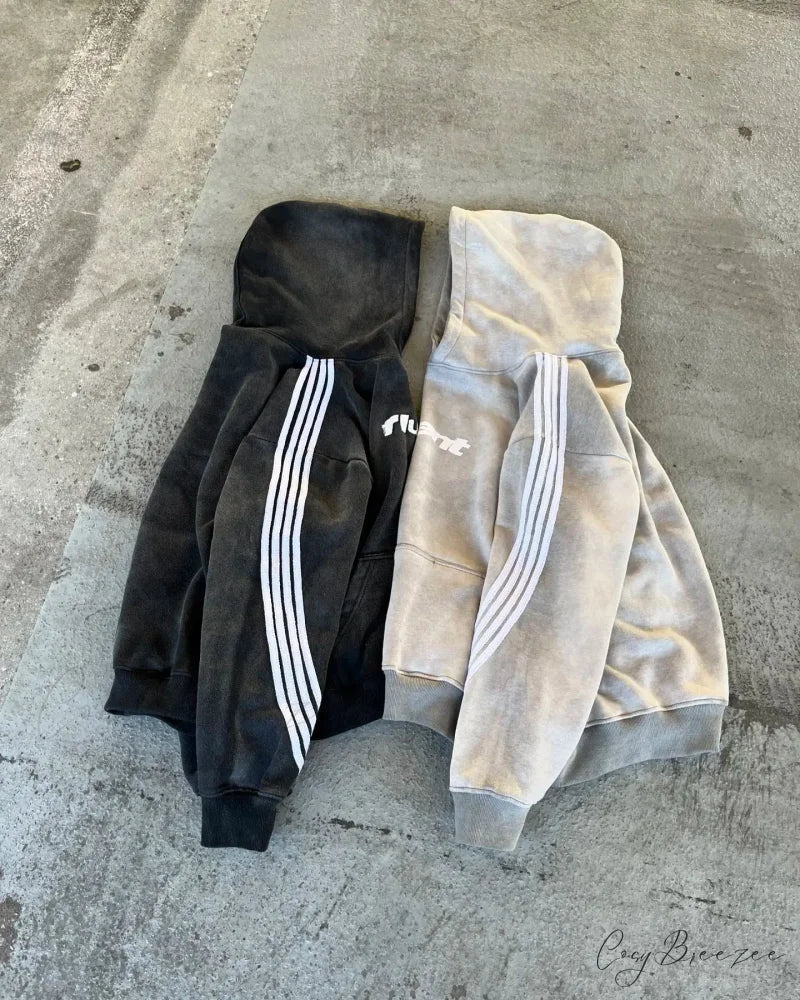 Vintage Stripe Graphic Pullover Hoodie hoodies-241228