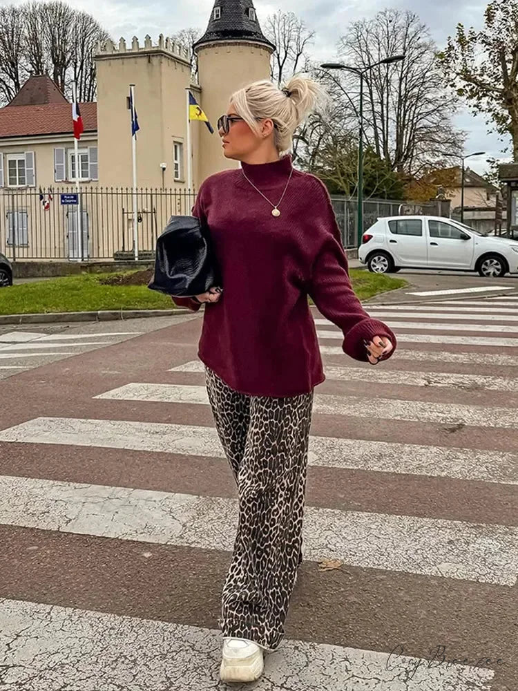 Warm High Neck Retro Sweater swraters-241228