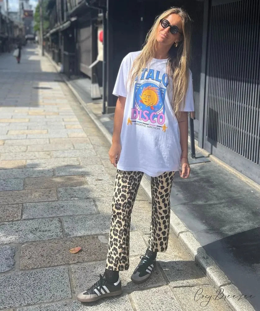 Warm Season Playful Print Tee white3 / S t-shirt-250223
