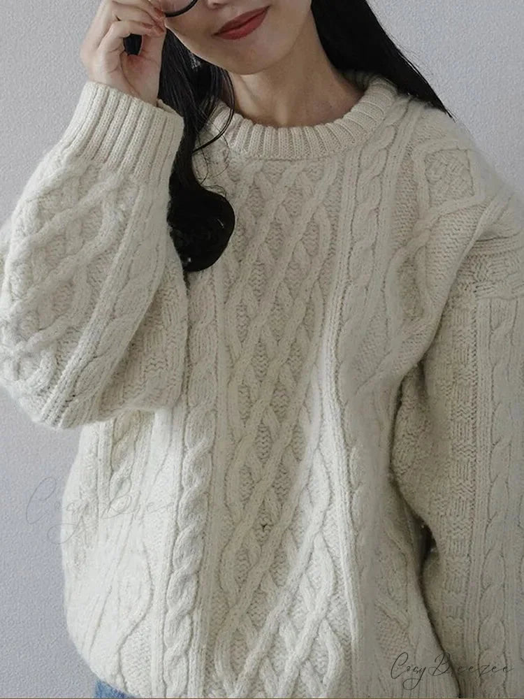 Warm Threaded Round Neck Sweater swraters-241228