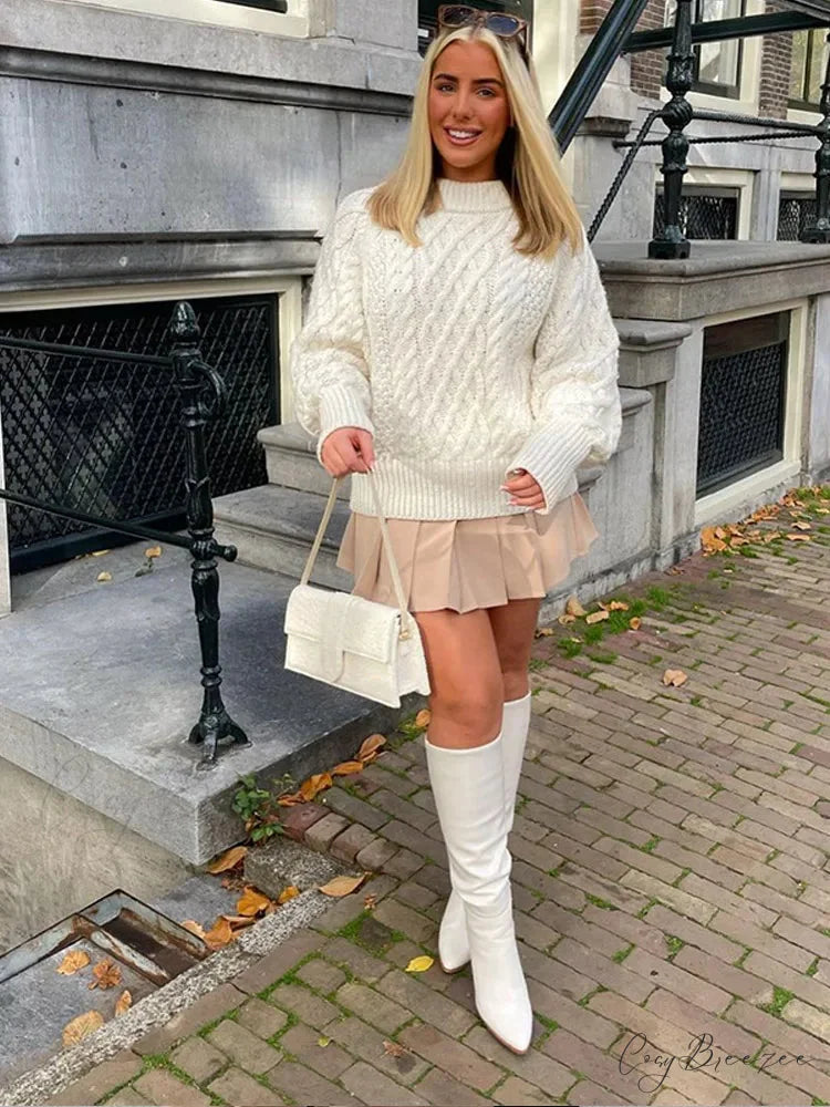 Warm Threaded Round Neck Sweater swraters-241228