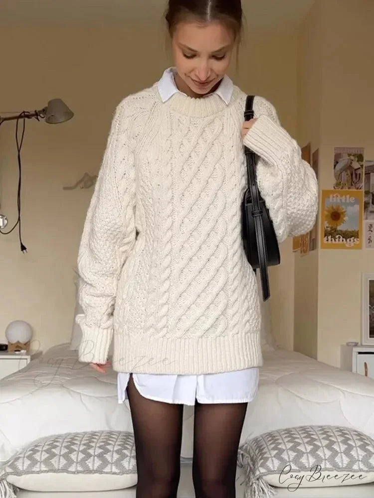 Warm Threaded Round Neck Sweater swraters-241228