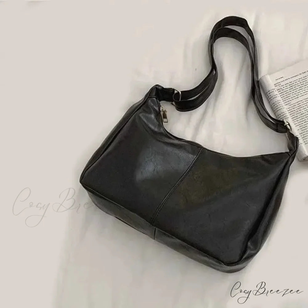 Weaving Straw Top-Handle Bag Black shoulder-250126