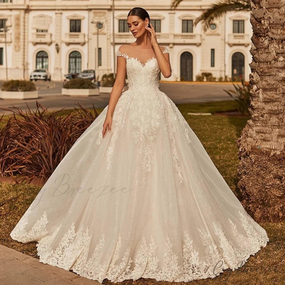 White Dreamy Long Train Wedding Dress white / 2 weddingdress-250223