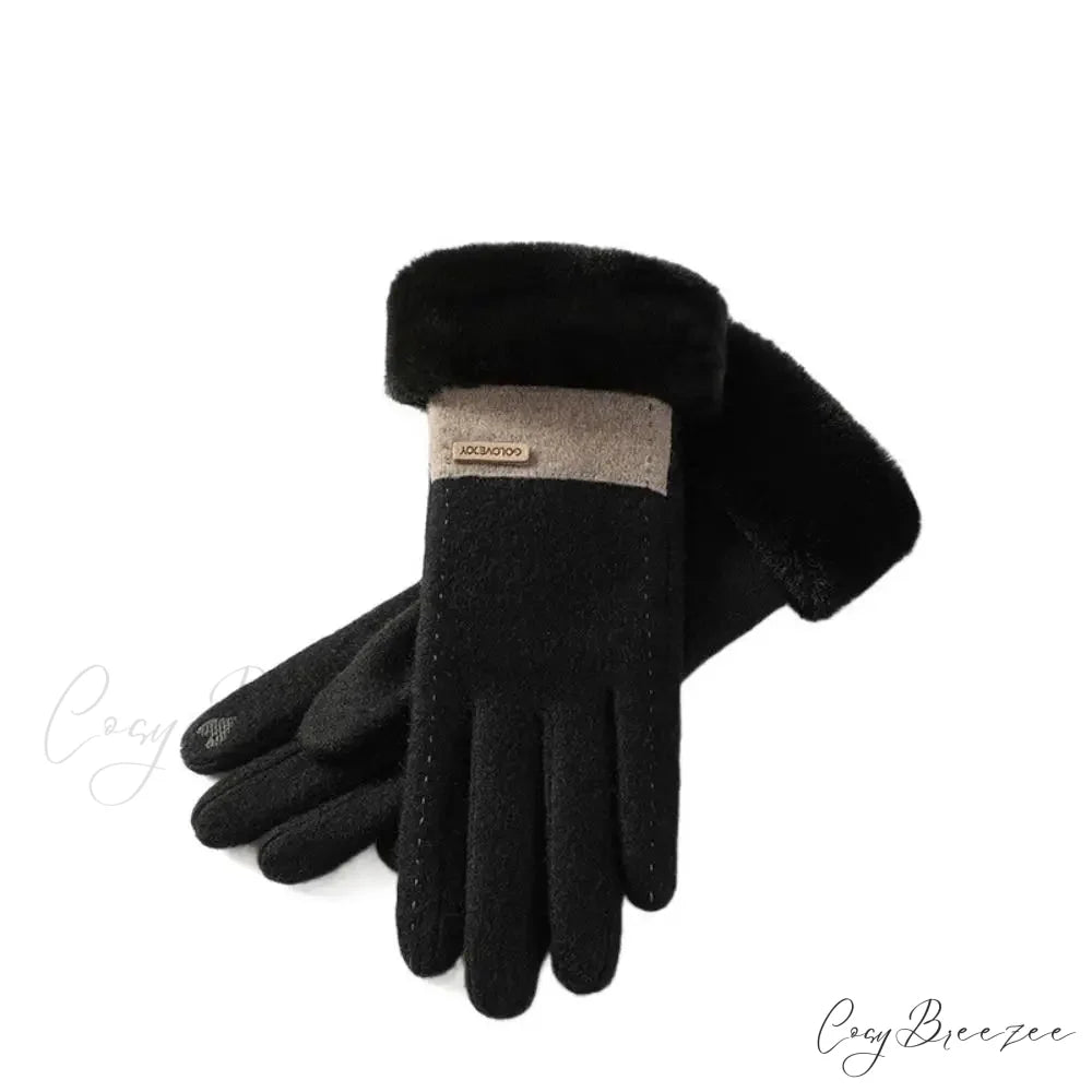 Windproof Thermal Cashmere Winter Christmas Glove Black