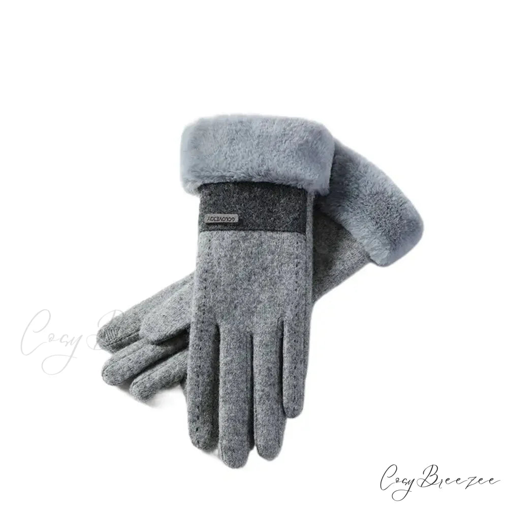 Windproof Thermal Cashmere Winter Christmas Glove Grey