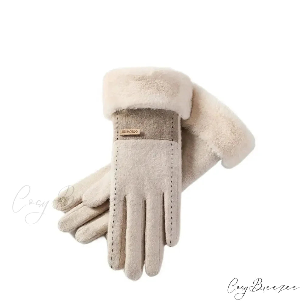 Windproof Thermal Cashmere Winter Christmas Glove Khaki