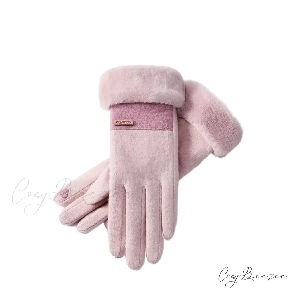 Windproof Thermal Cashmere Winter Christmas Glove Pink