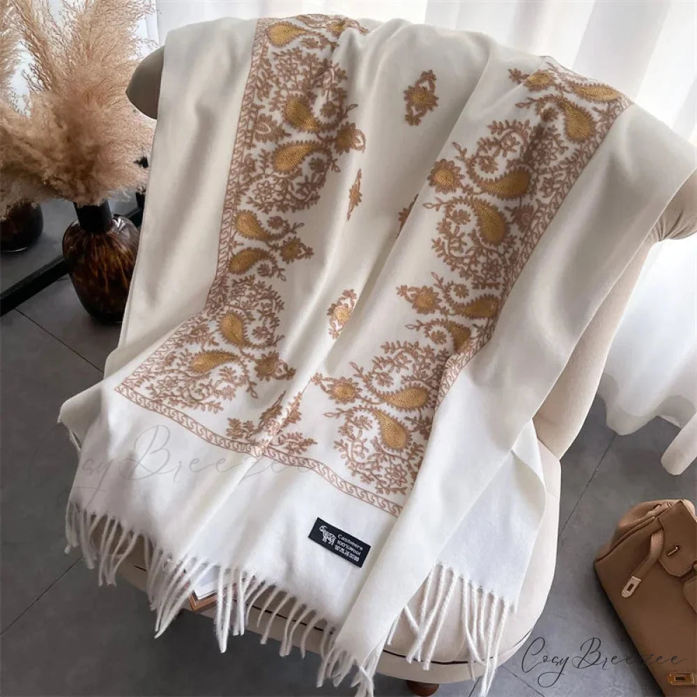 Winter Warm Cashmere Embroidery Scarf scarf-241228