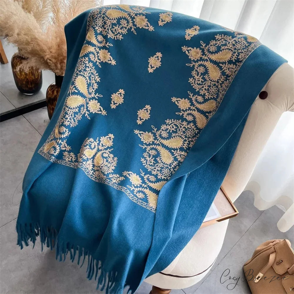 Winter Warm Cashmere Embroidery Scarf scarf-241228