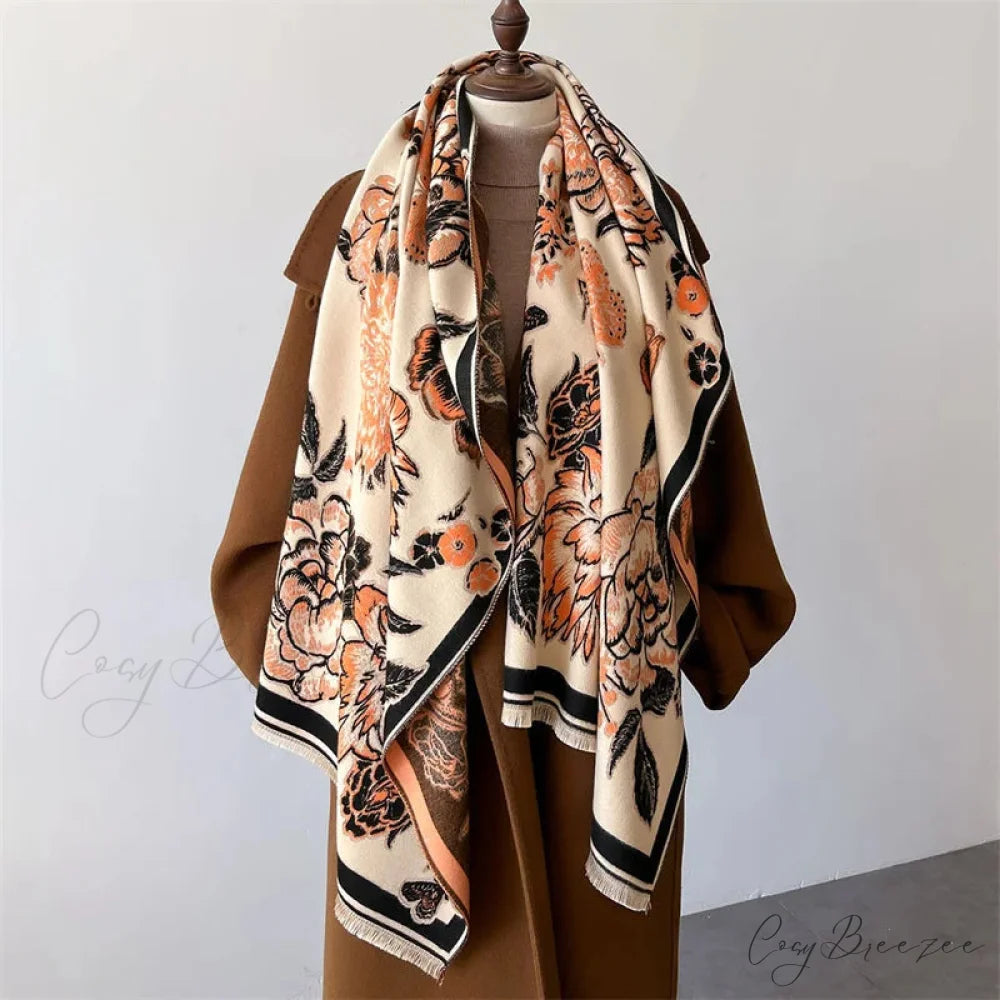 Winter Warm Cashmere Pashmina Scarf red2 scarf-241228