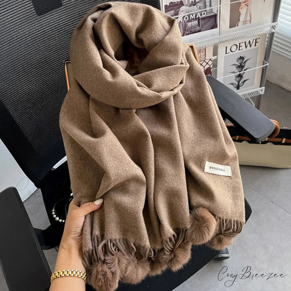 Winter Warm Cashmere Solid Shawl Scarf brown scarf-241228