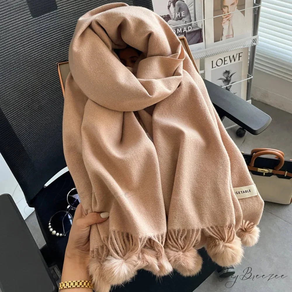 Winter Warm Cashmere Solid Shawl Scarf coffee scarf-241228
