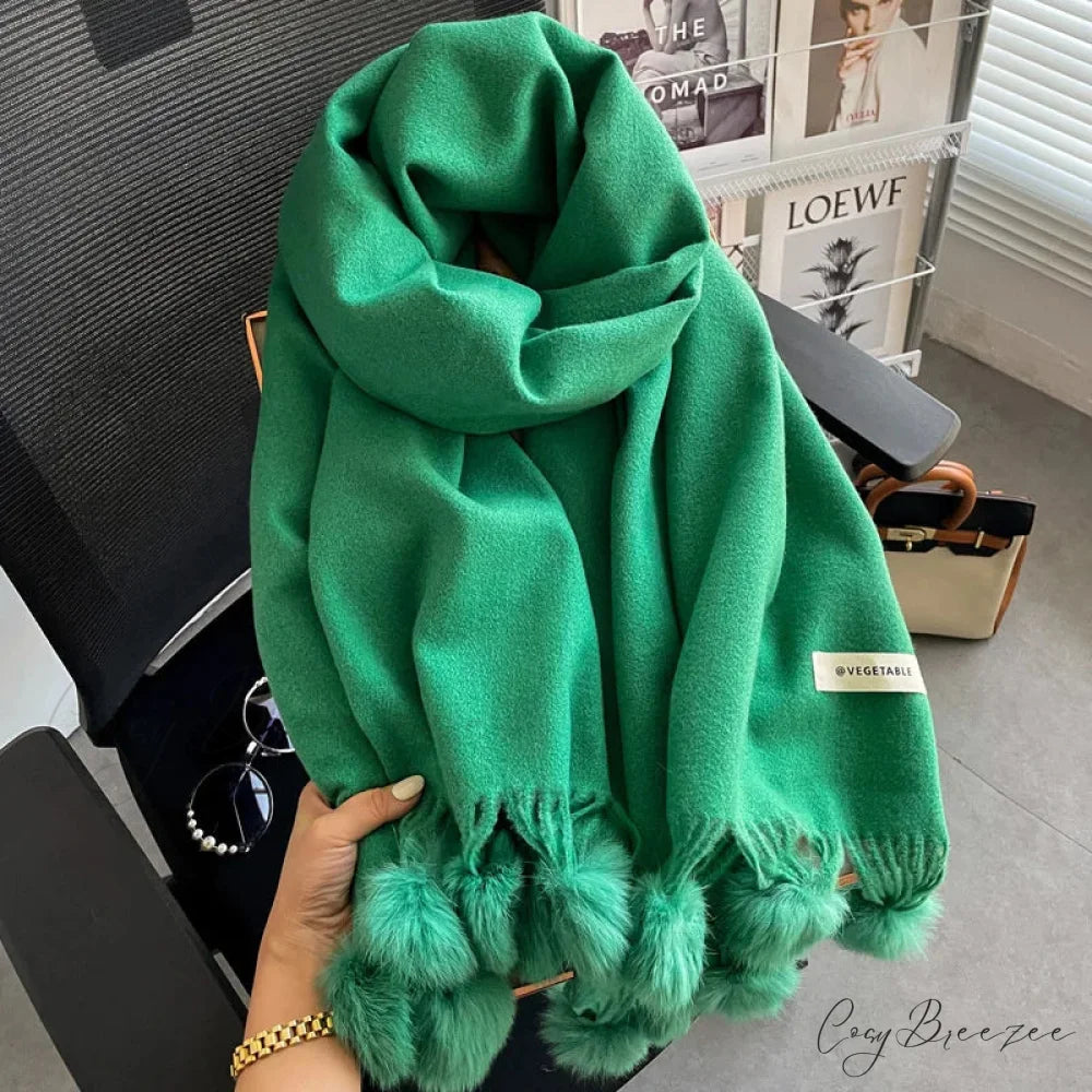 Winter Warm Cashmere Solid Shawl Scarf green 1 scarf-241228